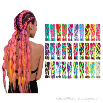 Wholesale Braiding Hair Mix Rainbow Braids Synthetic Jumbo Braids Hair Extension for Women